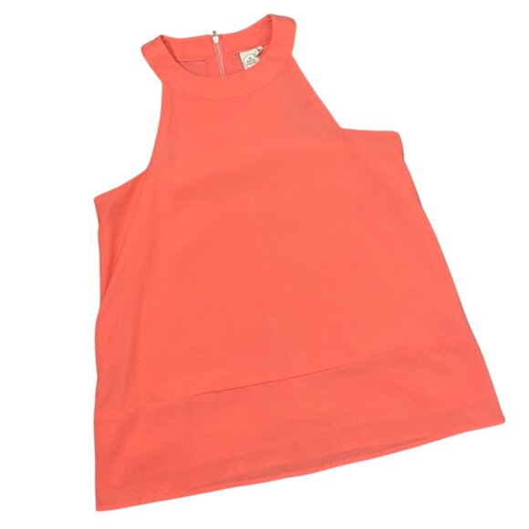 PAPER CRANE | Coral Pink High Neck Halter Style Blouse | Size S - Picture 3 of 11